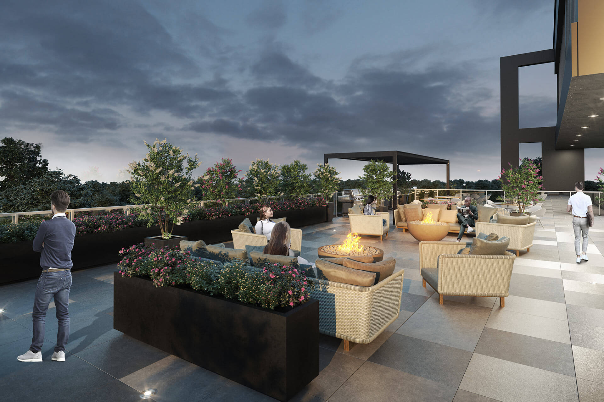 SoHo Club - outdoor terrace with lounges and fire pit